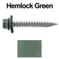 #9 x 1-1/2" Stainless Steel Metal Roofing Screws - Hex Washer Head - Self-Piercing (SP) tip metal to wood siding screws. EPDM washer. Colored head.