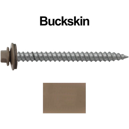 #12 x 2-1/2" RE-GRIP METAL ROOFING SCREWS - Hex Washer Head - Self starting/self tapping - EPDM washer. Colored head.