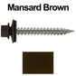 #9 x 1-1/2" Stainless Steel Metal Roofing Screws - Hex Washer Head - Self-Piercing (SP) tip metal to wood siding screws. EPDM washer. Colored head.