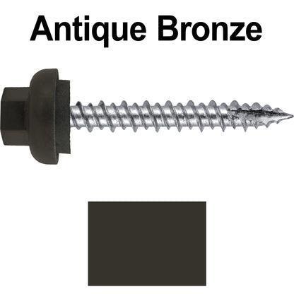 10 X 1-1/2" HI-LO Zinc Aluminum Cap Metal Roofing Screws - Hex Washer Head - Self starting/self tapping - EPDM washer. Colored head.