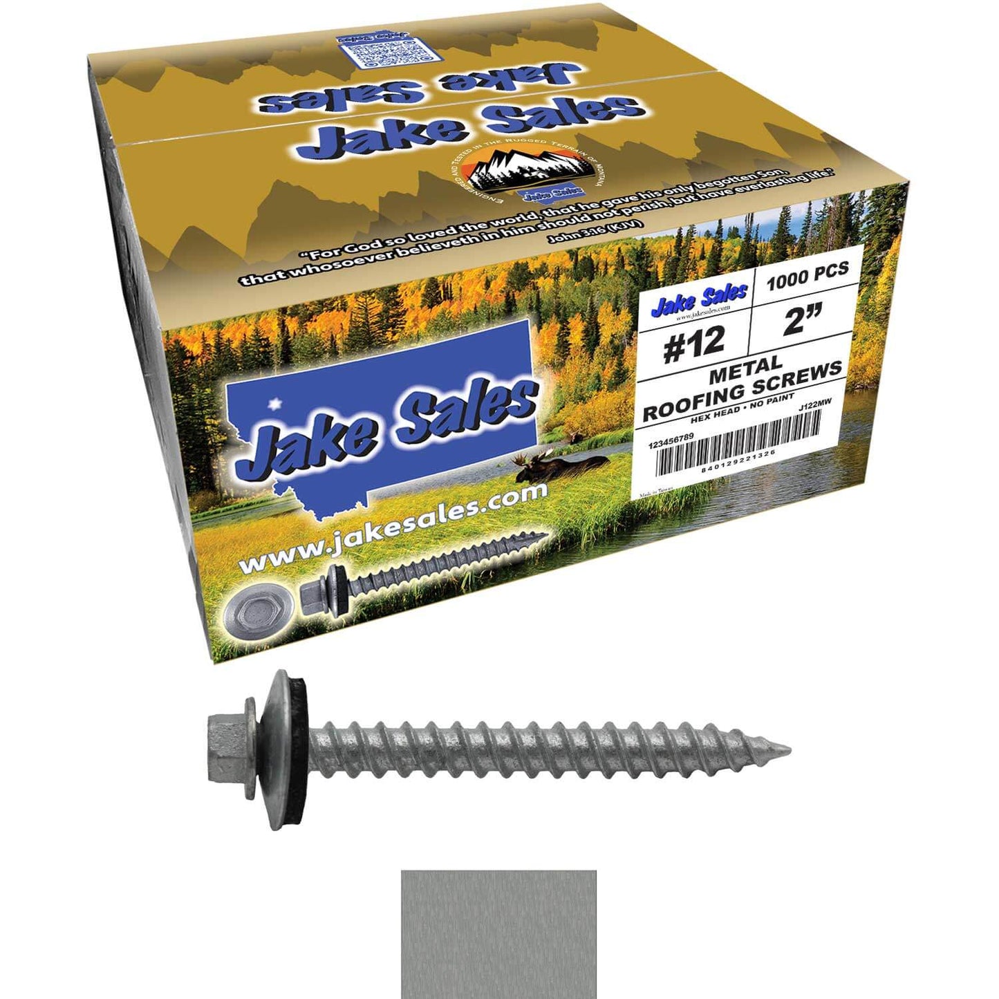 #12 x 2" RE-GRIP METAL ROOFING SCREWS - Hex Washer Head - Self starting/self tapping - EPDM washer. Colored head.