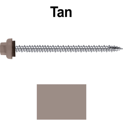 10 X 3“ HI-LO Zinc Aluminum Cap Metal Roofing Screws - Hex Washer Head - Self starting/self tapping - EPDM washer. Colored head.
