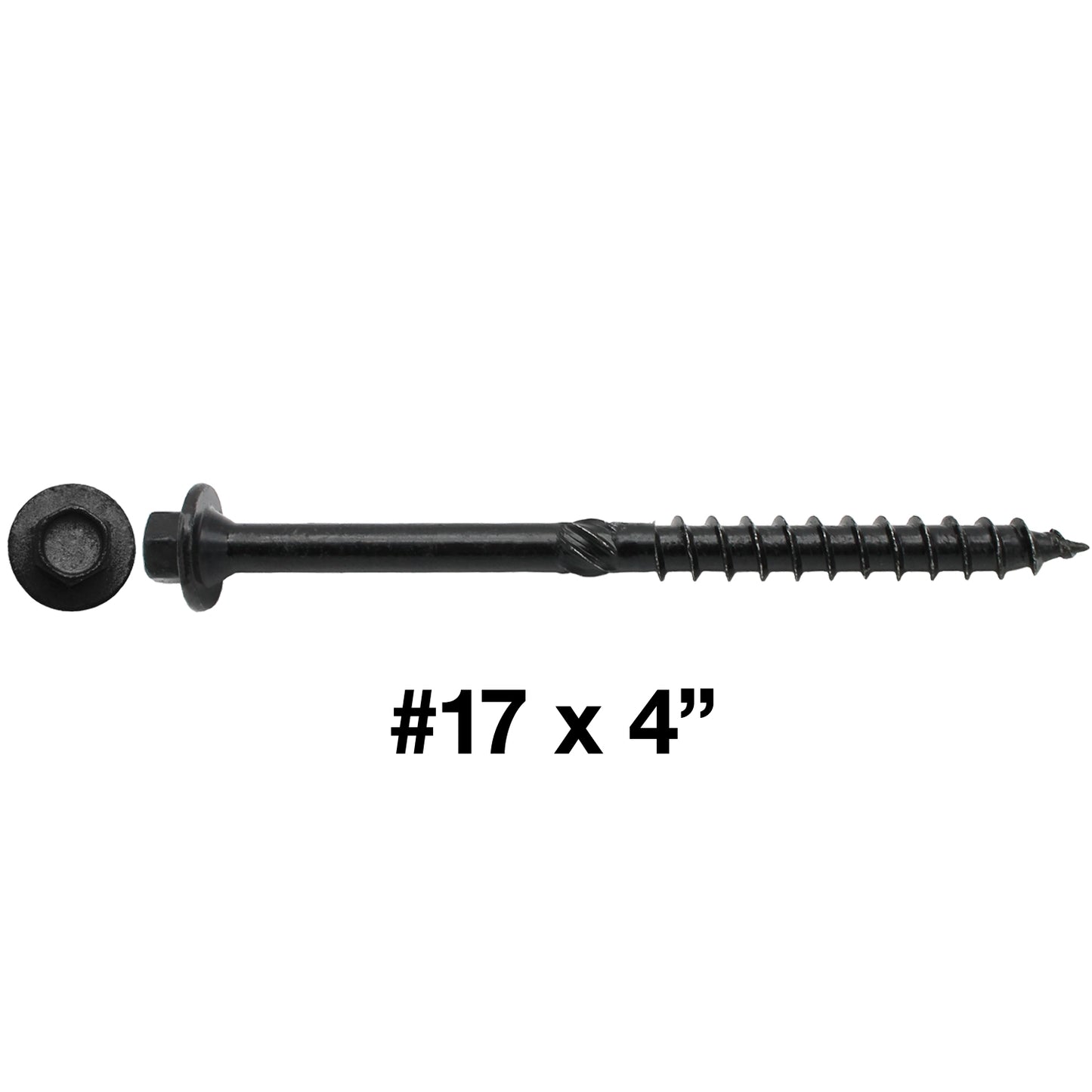 #17 Heavy-Duty Black Timber, Log & Structural Wood Screws - Exterior Coated - Use for Fastening Ledger Boards, Large Timbers, Logs and more.