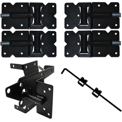 Vinyl Gate Kits in Standard and Self-Closing for Single and Double Gates. Choose from Black or White With or Without Drop Rods. Standard and Extended Gate Latches