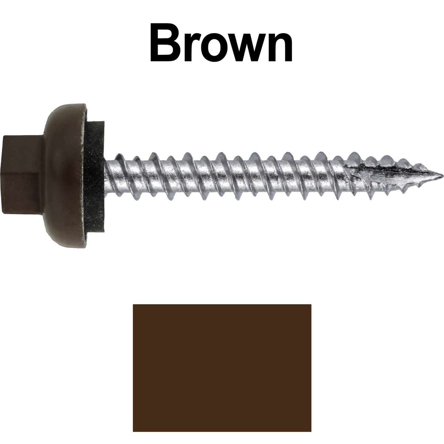 10 X 1-1/2" HI-LO Zinc Aluminum Cap Metal Roofing Screws - Hex Washer Head - Self starting/self tapping - EPDM washer. Colored head.