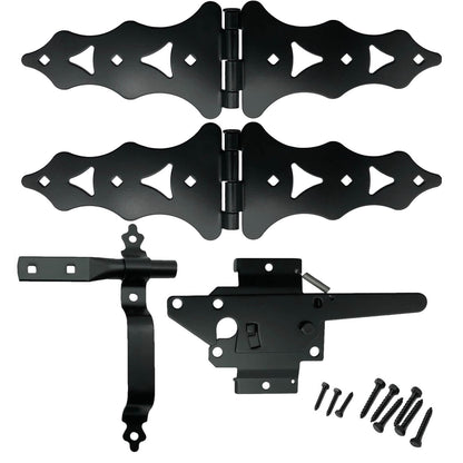 Jake Sales Gate Hardware Kits - Single/Double Gates, Dual Latch, Black Coated