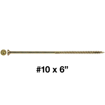#10 Gold Star/Torx Drive Zinc Coated T-25 Flat Head Wood Screws