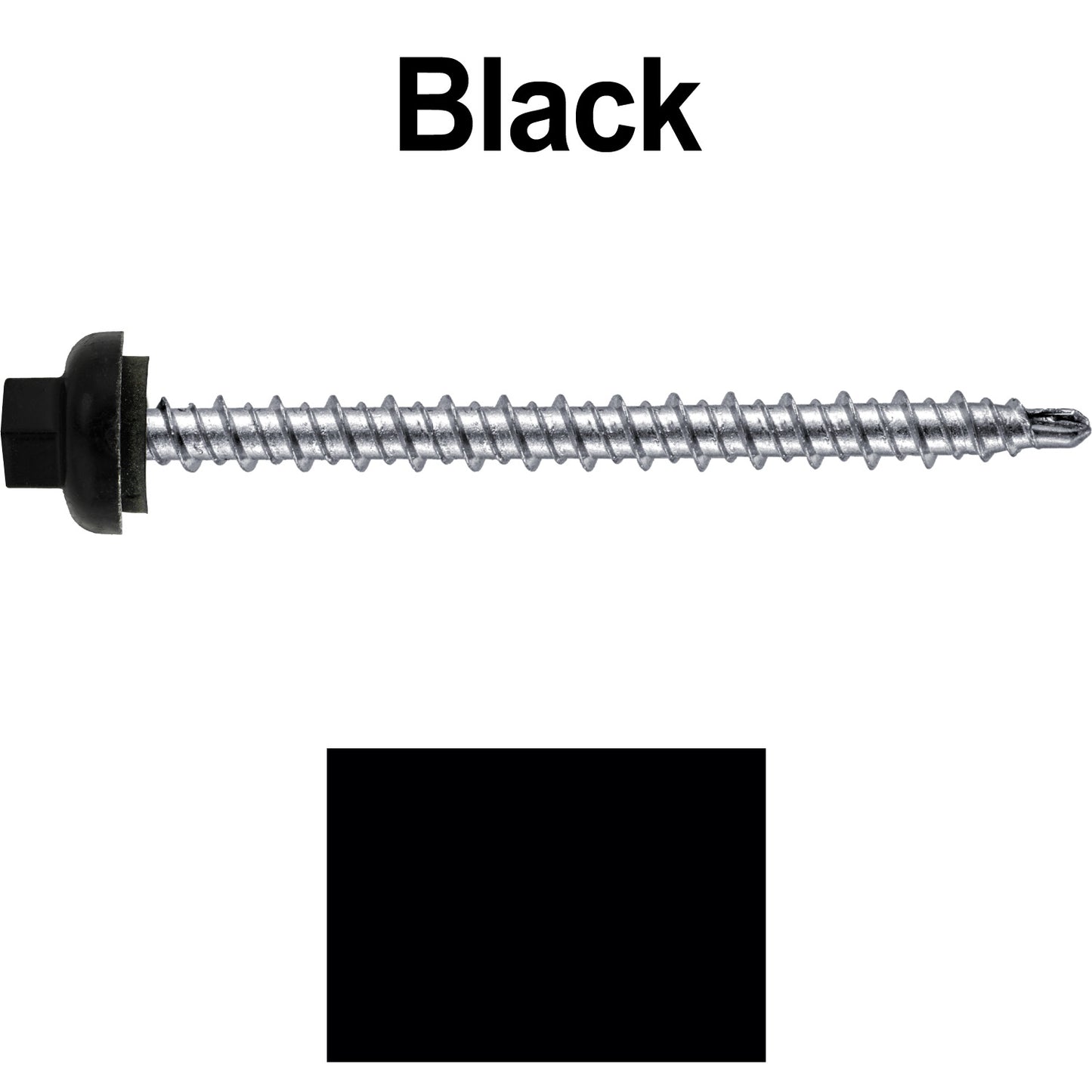 10 X 2-1/2" Zinc Aluminum Cap MINI-DRILLER Roofing Screws HI-LO THREAD Zinc Plated Carbon Steel Shank - EPDM Washer - Colored head