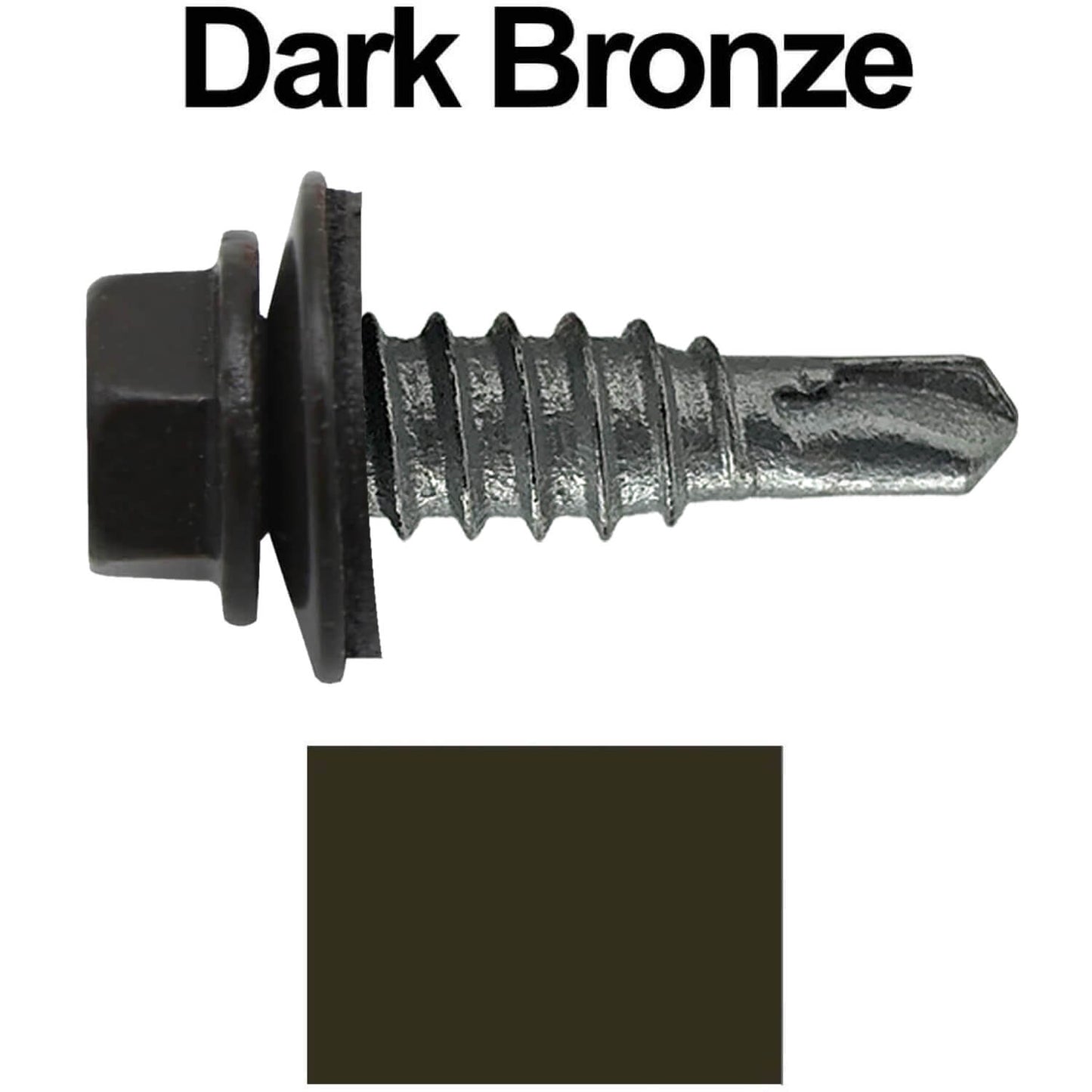 #14 x 7/8" Stitch Tek Metal to Metal Type #1 Roofing Screws - Hex Washer Head - Drill Point - 9/16" EPDM washer.