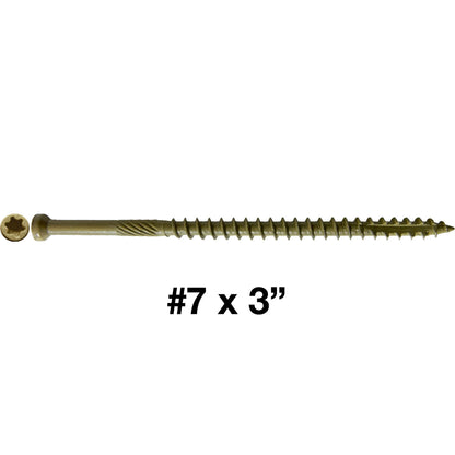 #7 Bronze Coated Multipurpose Wood Screw Torx/Star Tiny Finish Head - Exterior Coated - ACQ Compatible Wood Screws