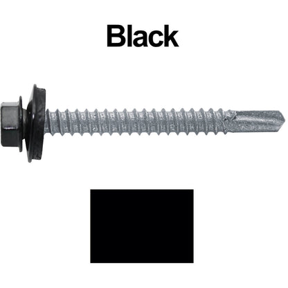 #12 x 2" Metal to Metal Type #3 Metal Roofing Screws - Hex Head Drill Point - 9/16" EPDM Washer.