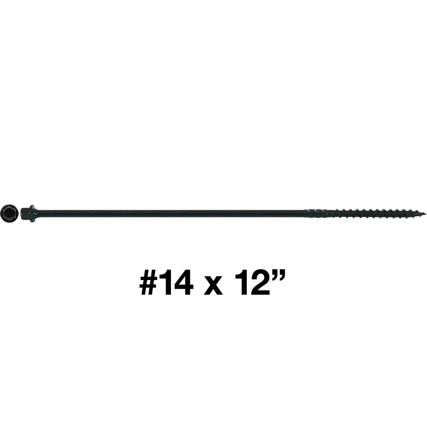 #14 Heavy-Duty Black Timber, Log & Structural Wood Screws - Exterior Coated - Use for Fastening Ledger Boards, Large Timbers, Logs and more.