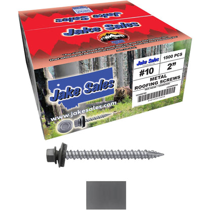 #10 x 2" Metal ROOFING SCREWS - Hex Washer Head - Self starting/self tapping - EPDM washer. Colored head.