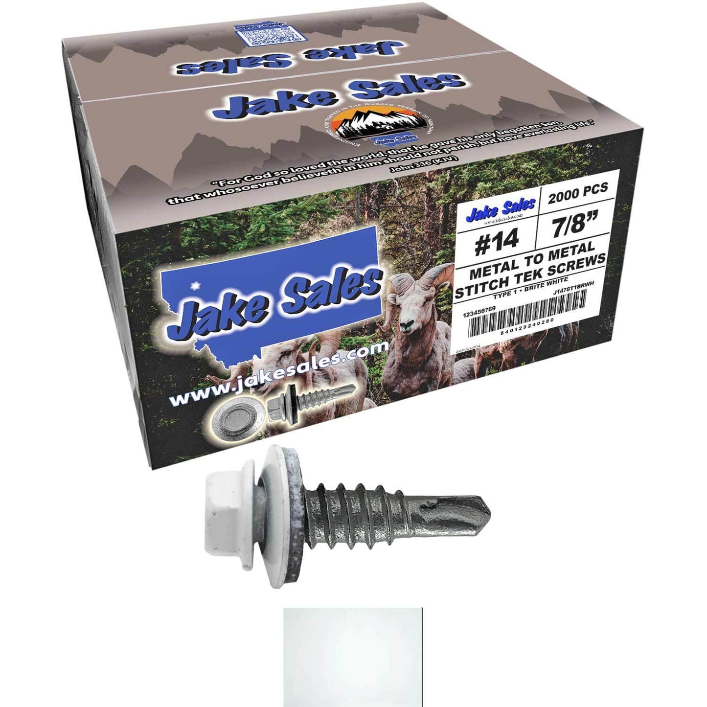 #14 x 7/8" Stitch Tek Metal to Metal Type #1 Roofing Screws - Hex Washer Head - Drill Point - 9/16" EPDM washer.