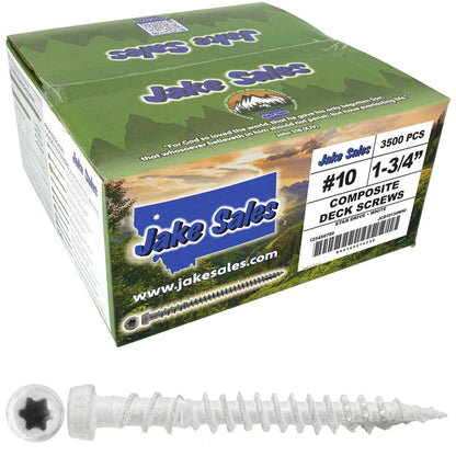 #10 x 1-3/4" Colored Composite Decking Wood Screws with Torx/Star Drive Head (T20 Bit), Exterior Coated, Compatible with Pressure Treated and ACQ Lumber