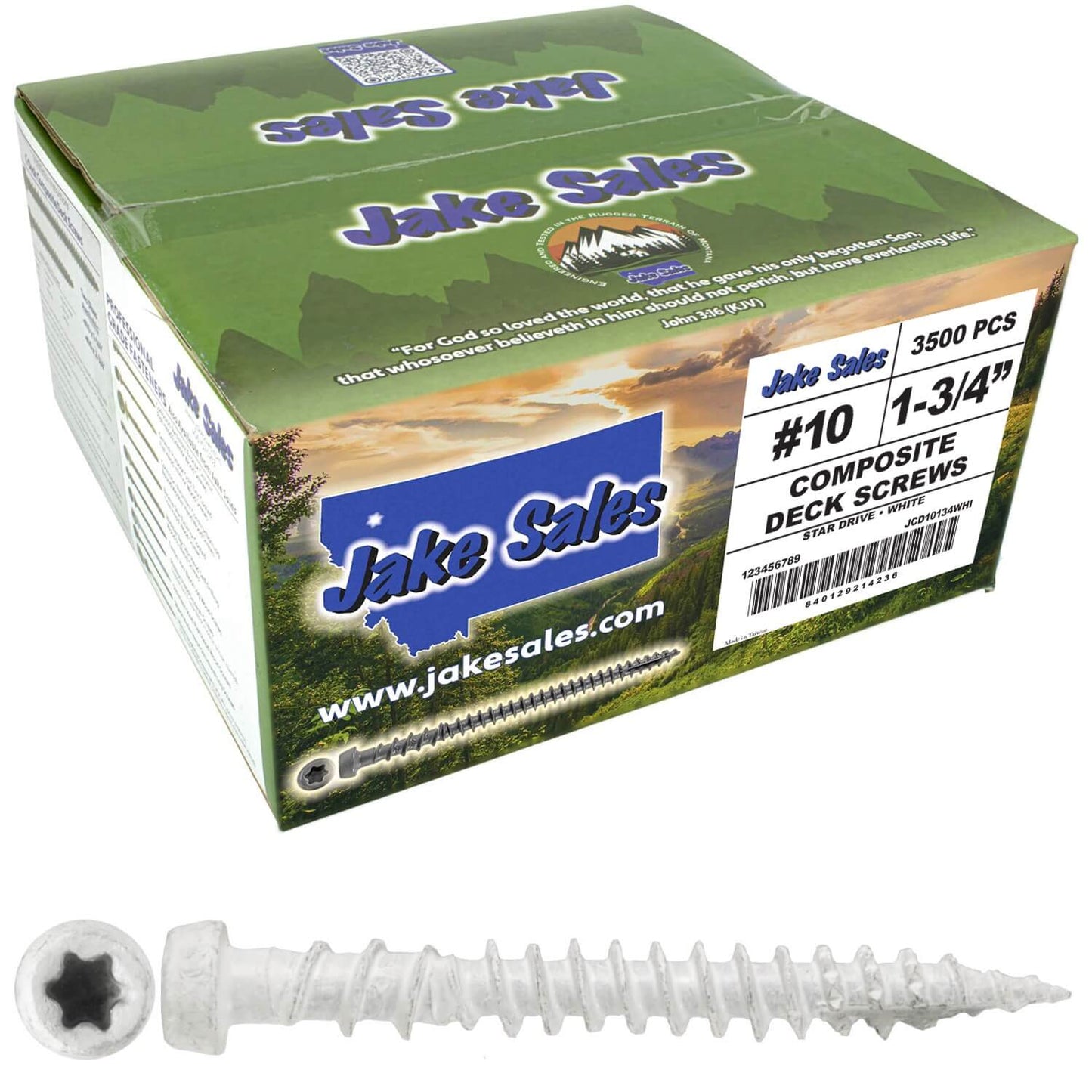 #10 x 1-3/4" Colored Composite Decking Wood Screws with Torx/Star Drive Head (T20 Bit), Exterior Coated, Compatible with Pressure Treated and ACQ Lumber