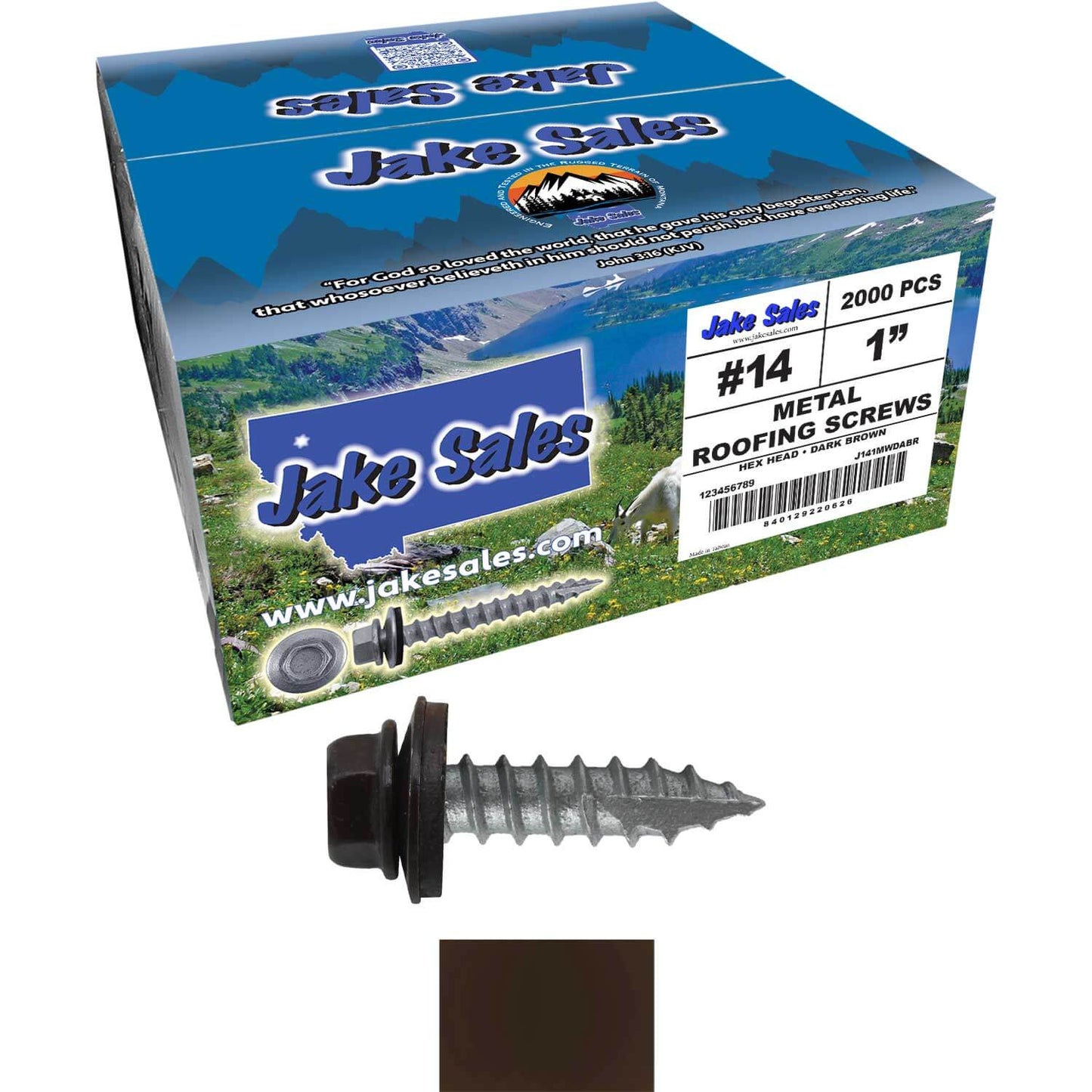 #14 x 1"  Metal ROOFING SCREWS - Hex Washer Head - Self starting/self tapping - EPDM washer. Colored head.