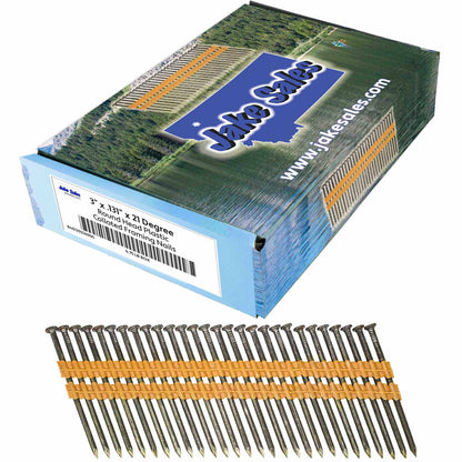21 Degree Collated Nails - Vinyl coated framing nails in Smooth Shank and Ring Shank Galvanized.
