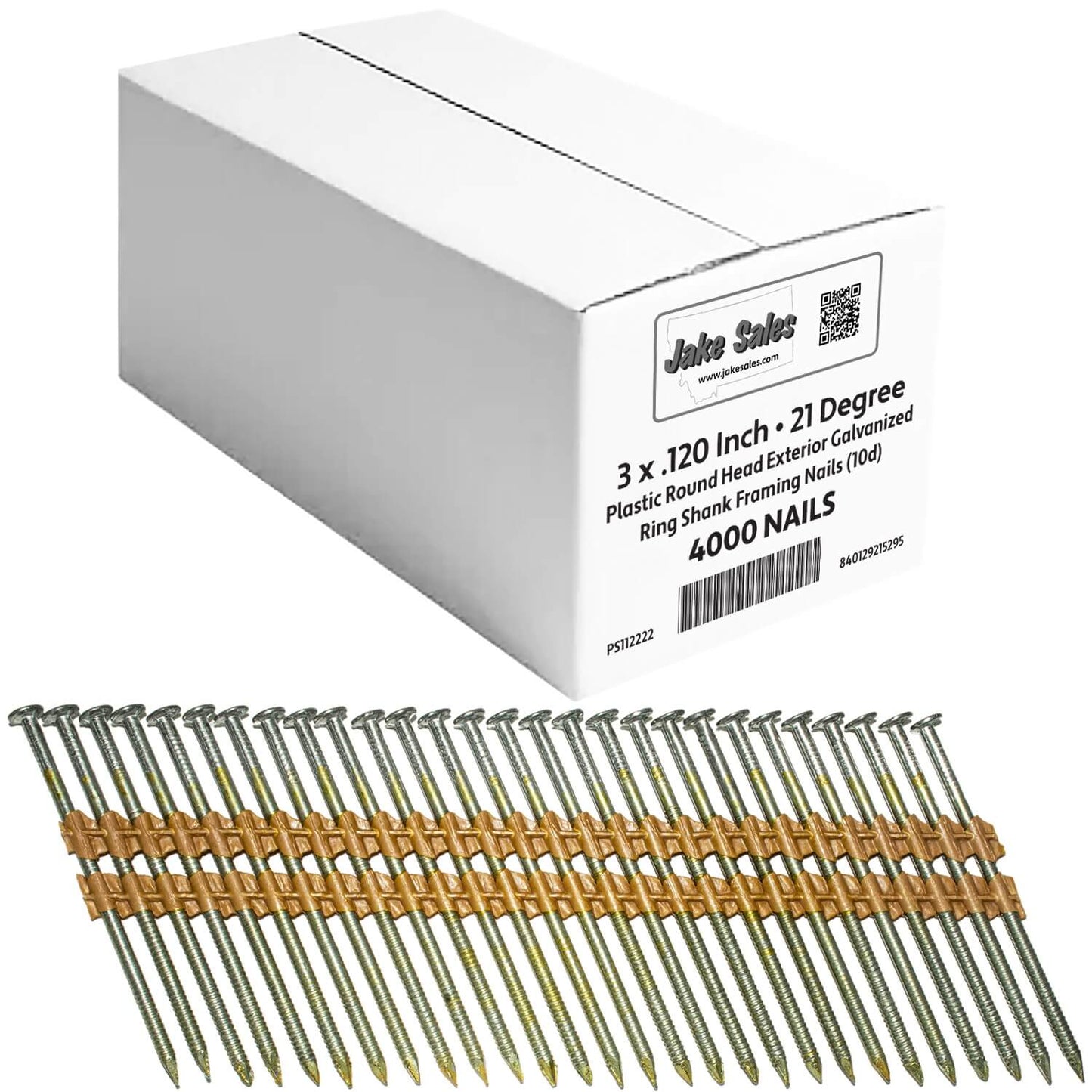 21 Degree Collated Nails - Vinyl coated framing nails in Smooth Shank and Ring Shank Galvanized.