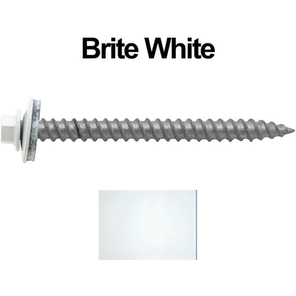 #12 x 2-1/2" RE-GRIP METAL ROOFING SCREWS - Hex Washer Head - Self starting/self tapping - EPDM washer. Colored head.