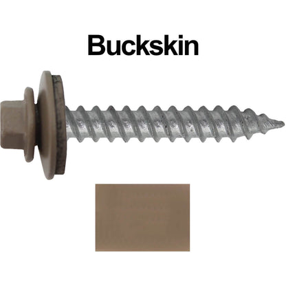 #12 x 1-1/2"  RE-GRIP METAL ROOFING SCREWS - Hex Washer Head - Self starting/self tapping - EPDM washer. Colored head.