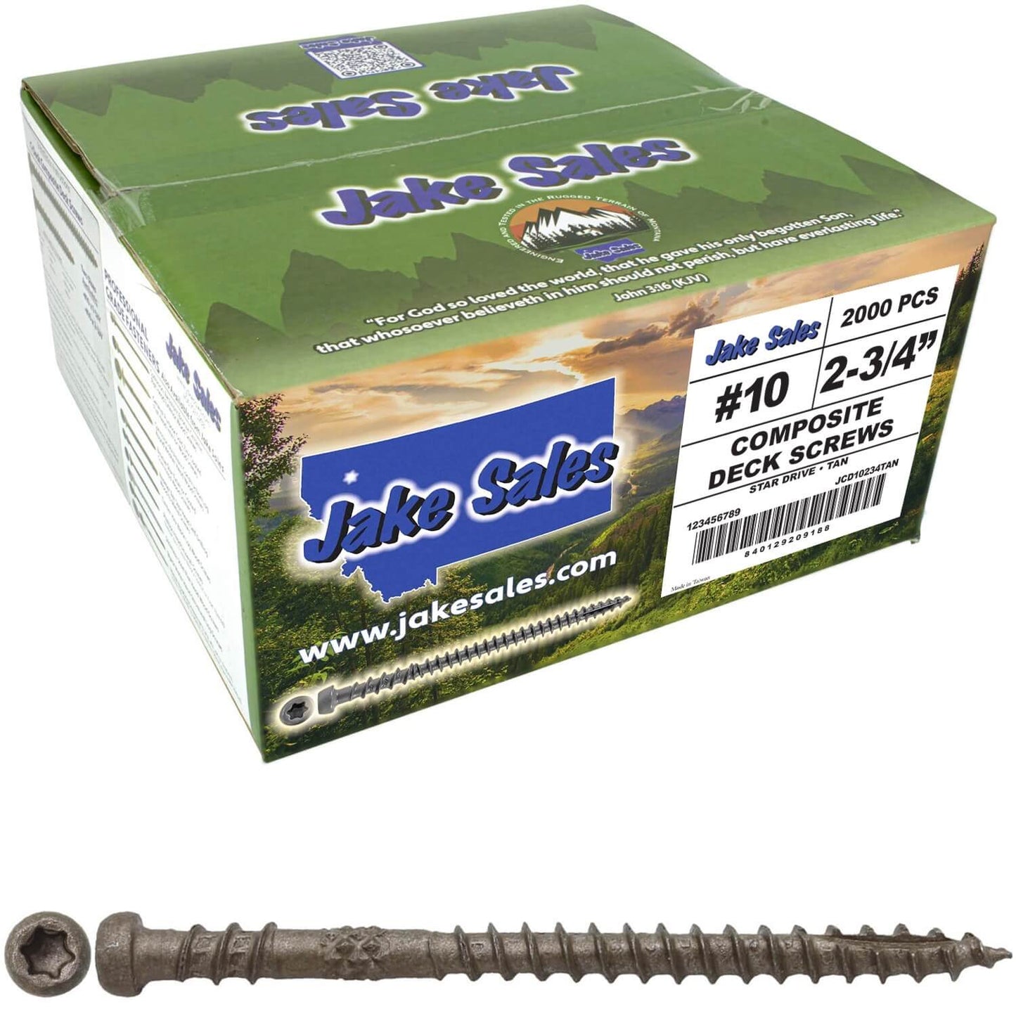 #10 x 2-3/4" Colored Composite Decking Wood Screws with Torx/Star Drive Head (T20 Bit), Exterior Coated, Compatible with Pressure Treated and ACQ Lumber