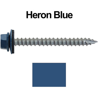 #14  x 2-1/2" Metal ROOFING SCREWS - Hex Washer Head - Self starting/self tapping - EPDM washer. Colored head.