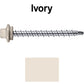 10 x 2” Stainless Steel Mini Driller Sheet Metal Roofing Screw - Hex Washer Cap - Self starting metal to wood siding screws - EPDM washer. Colored head.