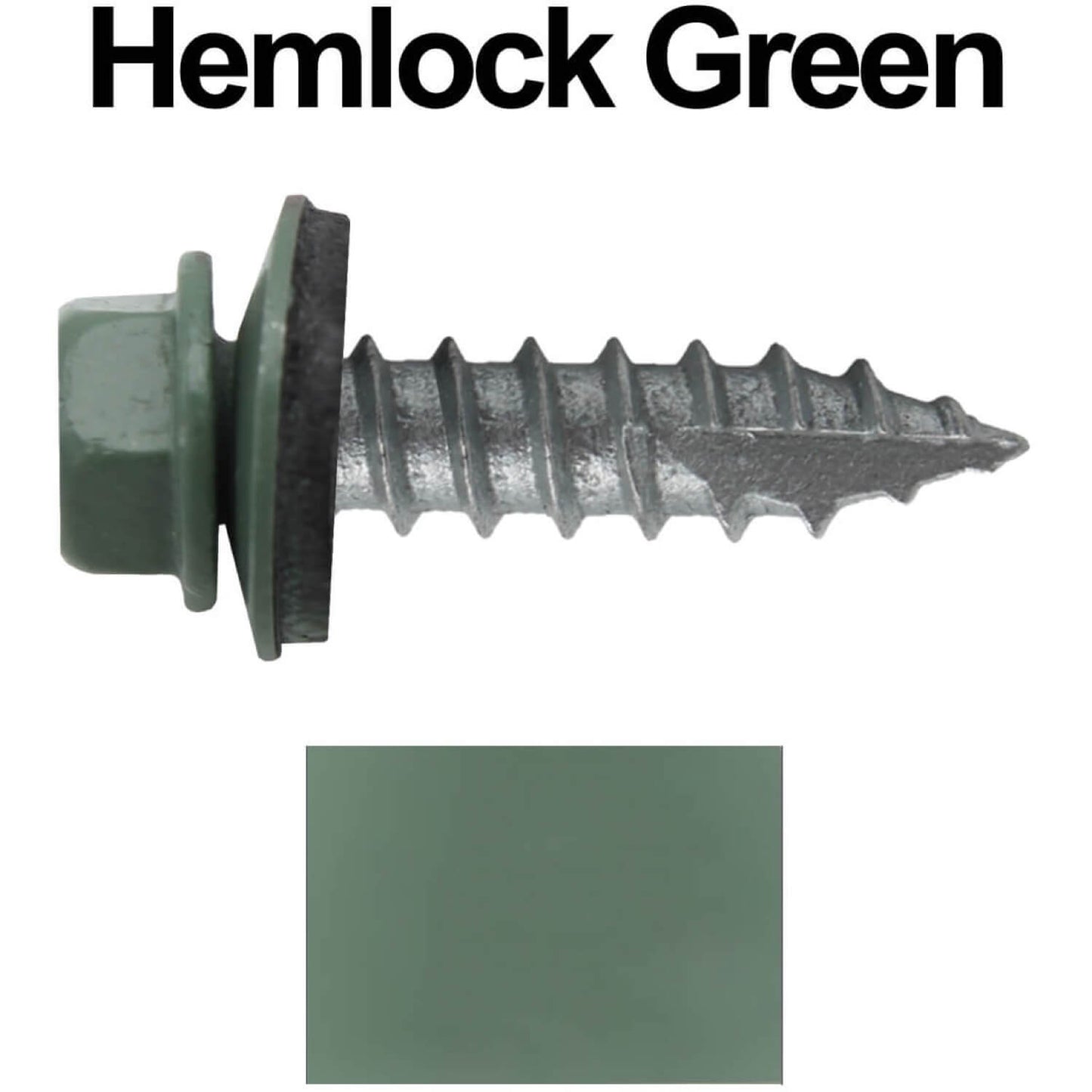 #14 x 1"  Metal ROOFING SCREWS - Hex Washer Head - Self starting/self tapping - EPDM washer. Colored head.