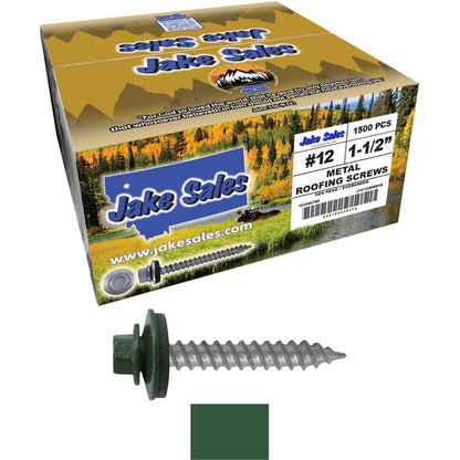 #12 x 1-1/2"  RE-GRIP METAL ROOFING SCREWS - Hex Washer Head - Self starting/self tapping - EPDM washer. Colored head.