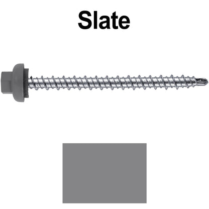 10 X 2-1/2" Zinc Aluminum Cap MINI-DRILLER Roofing Screws HI-LO THREAD Zinc Plated Carbon Steel Shank - EPDM Washer - Colored head