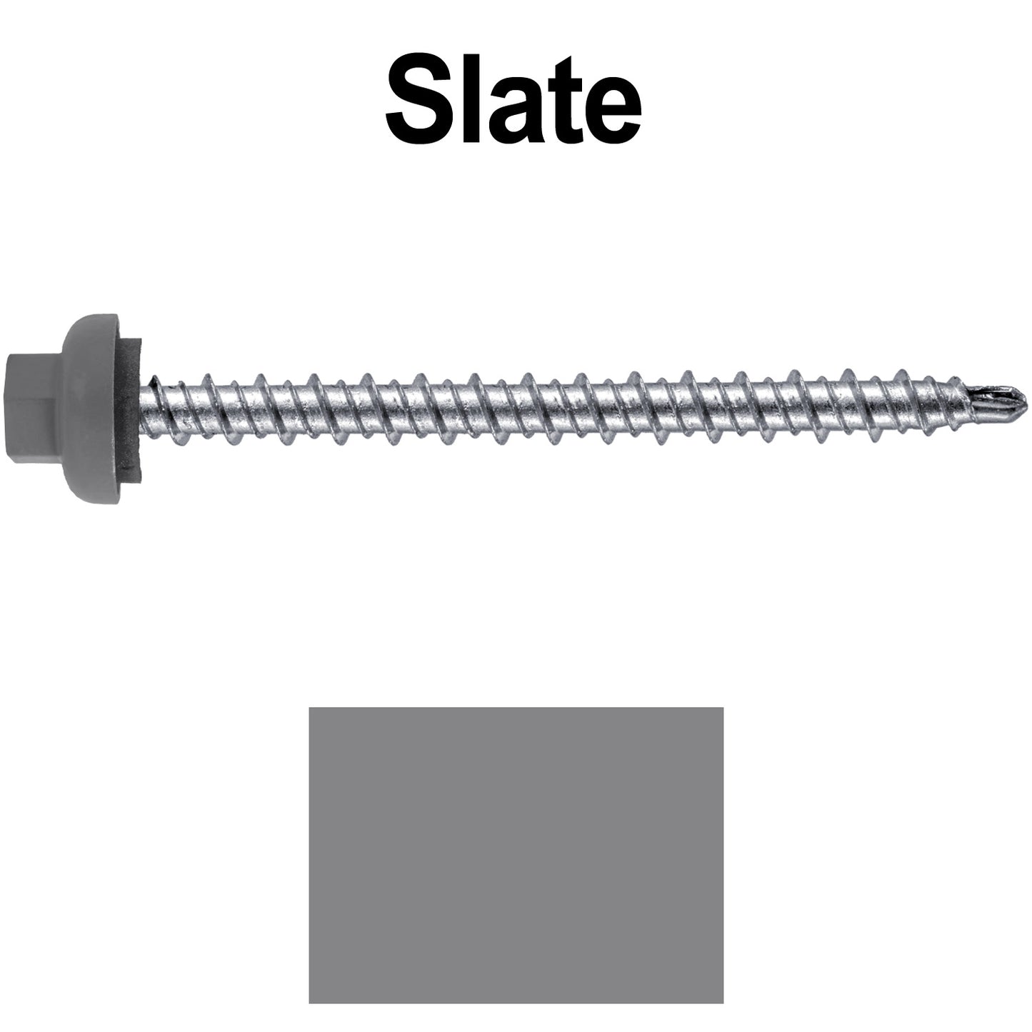 10 X 2-1/2" Zinc Aluminum Cap MINI-DRILLER Roofing Screws HI-LO THREAD Zinc Plated Carbon Steel Shank - EPDM Washer - Colored head