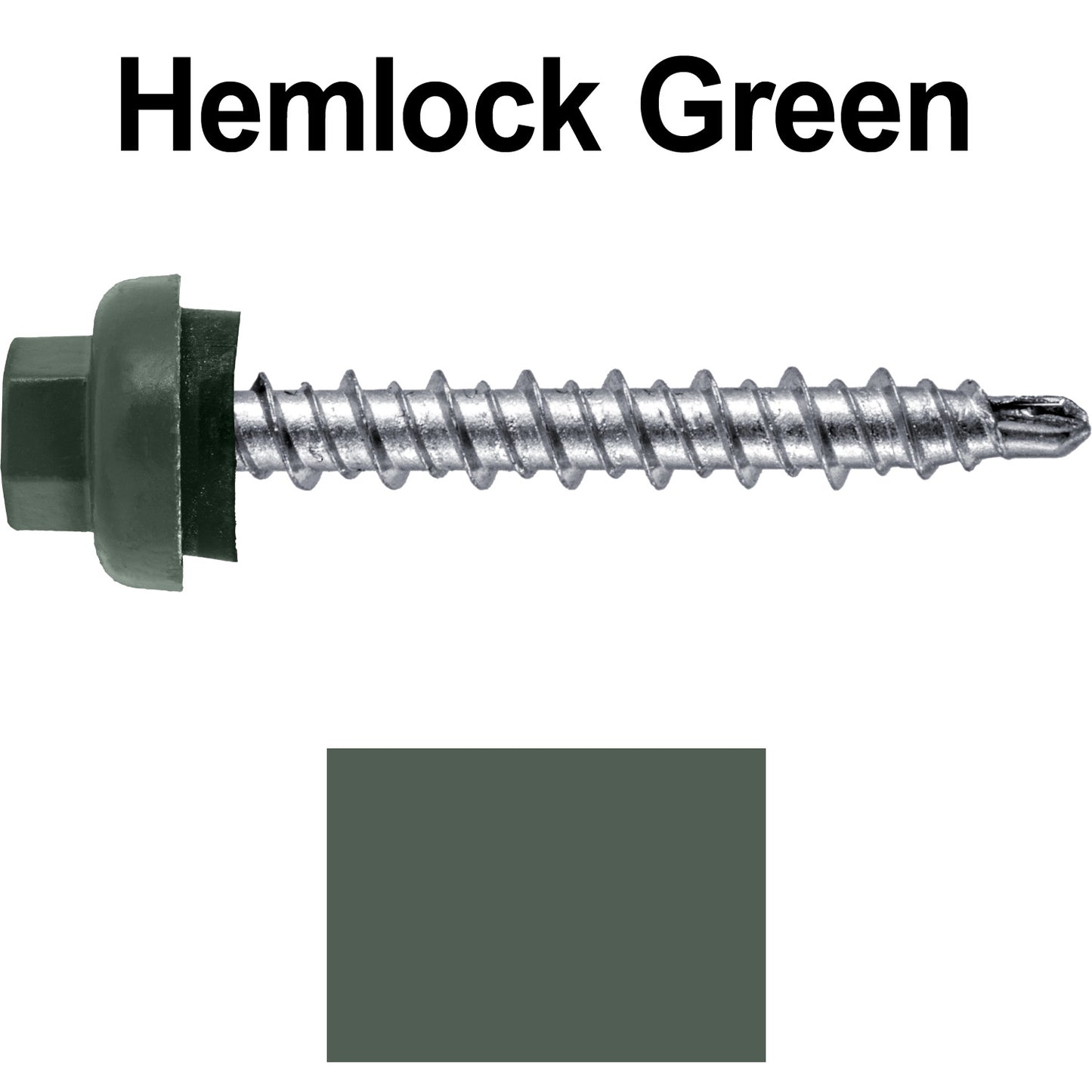 10 X 1-1/2” Zinc Aluminum Cap MINI-DRILLER Roofing Screws HI-LO THREAD Zinc Plated Carbon Steel Shank - EPDM Washer - Colored head
