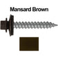 12 x 1-1/2"  Metal ROOFING SCREWS - Hex Washer Head - Self starting/self tapping - EPDM washer. Colored head.