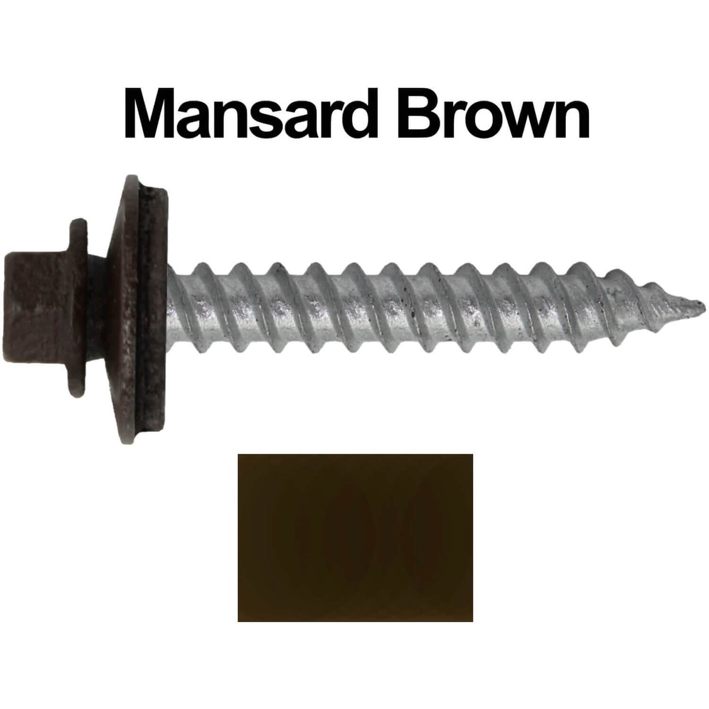 12 x 1-1/2"  Metal ROOFING SCREWS - Hex Washer Head - Self starting/self tapping - EPDM washer. Colored head.