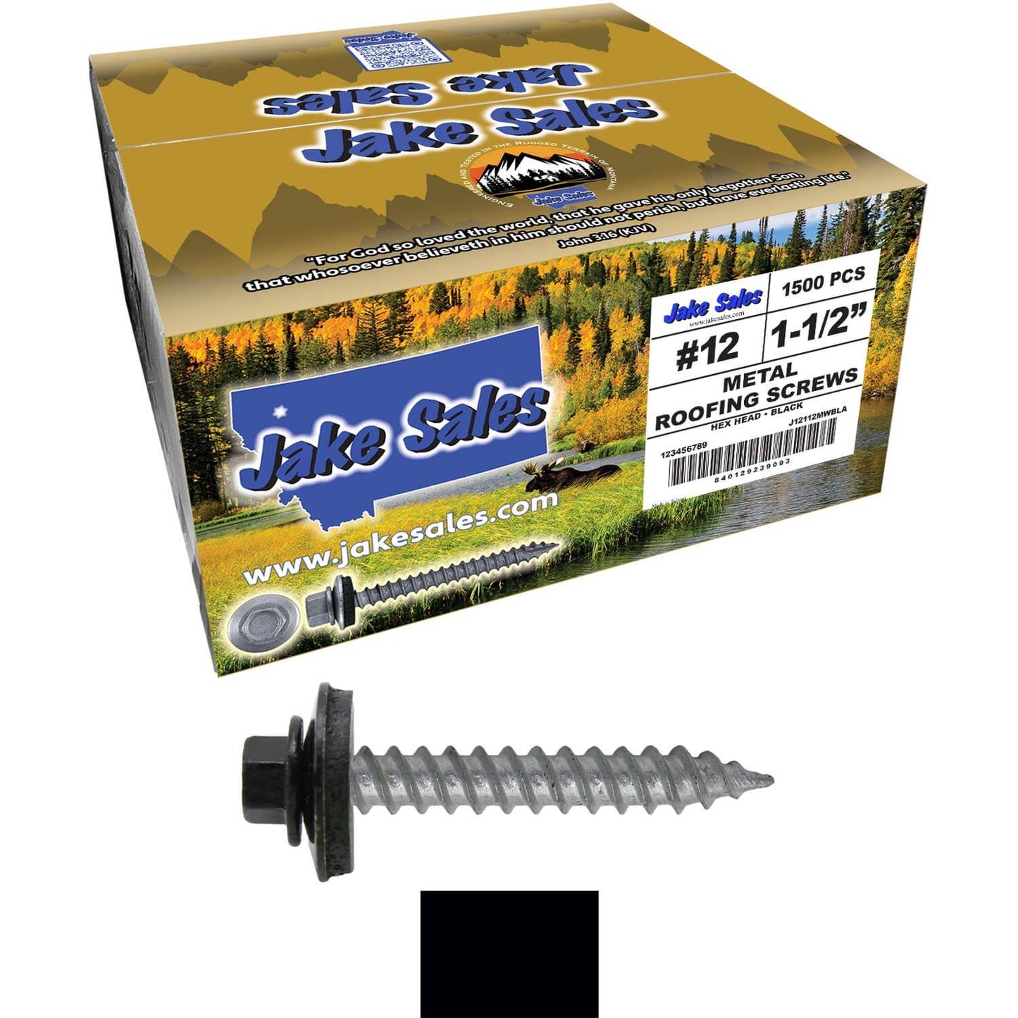 #12 x 1-1/2"  RE-GRIP METAL ROOFING SCREWS - Hex Washer Head - Self starting/self tapping - EPDM washer. Colored head.