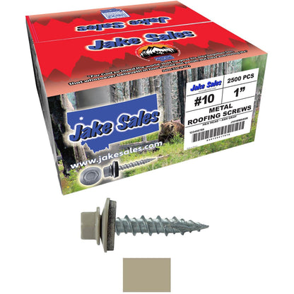 #10 x 1" Metal ROOFING SCREWS - Hex Washer Head - Self starting/self tapping - EPDM washer. Colored head.