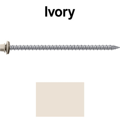 #10 x 4" Metal ROOFING SCREWS - Hex Washer Head - Self starting/self tapping - EPDM washer. Colored head.