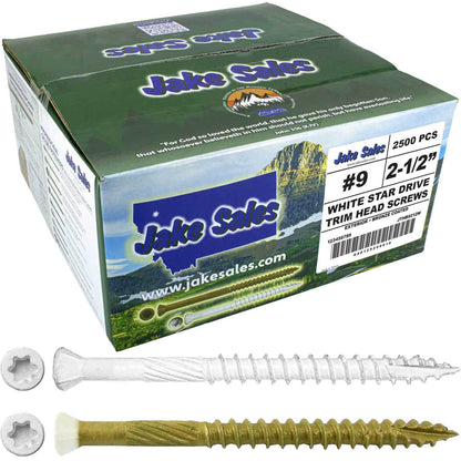 #9 Bronze Star WHITE TRIM HEAD Wood Screw Torx/Star Drive Head- Multipurpose Exterior Coated Torx/Star Drive Wood Screws