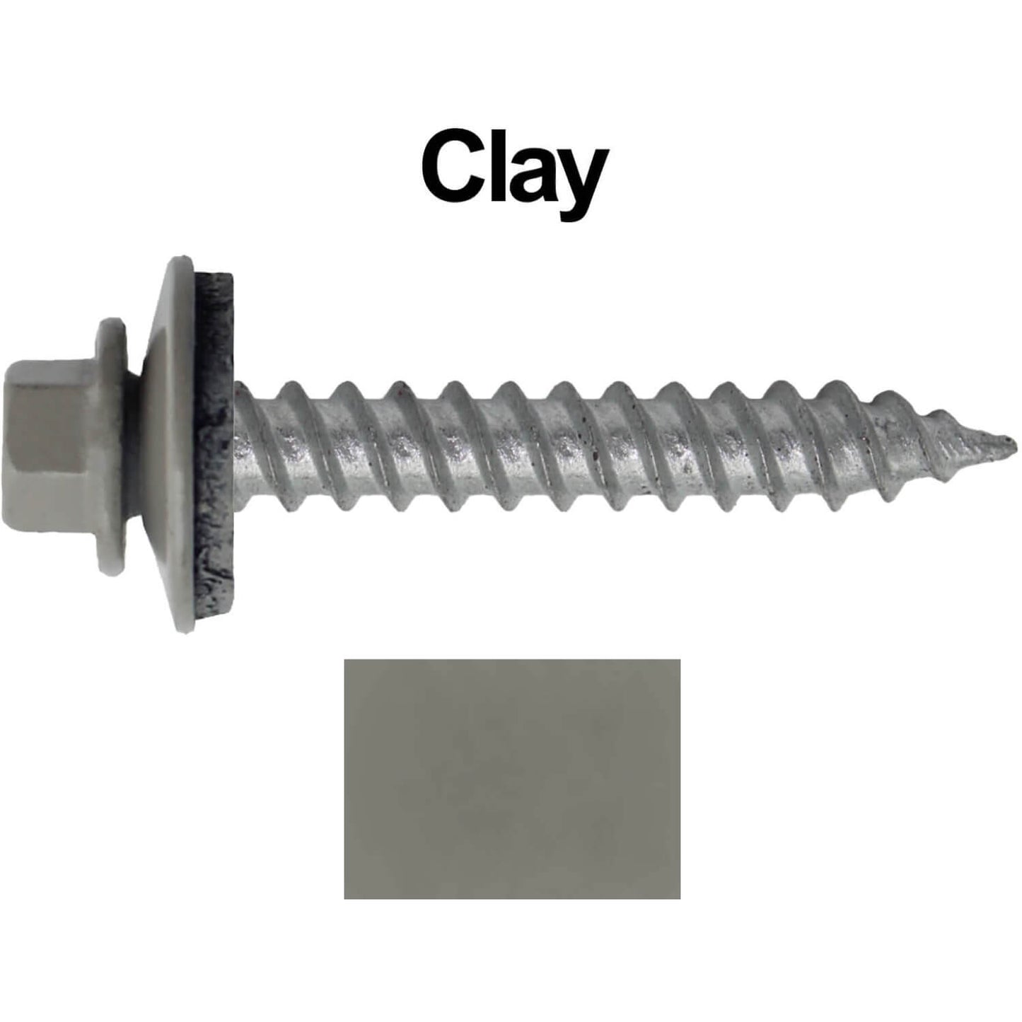 12 x 1-1/2"  Metal ROOFING SCREWS - Hex Washer Head - Self starting/self tapping - EPDM washer. Colored head.
