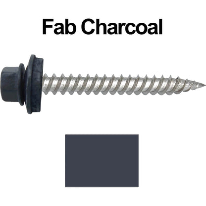 12 x 2"  Stainless Steel Metal Roofing Screw - Hex ReGrip Washer Head - Self starting/self tapping - EPDM washer. Colored head.