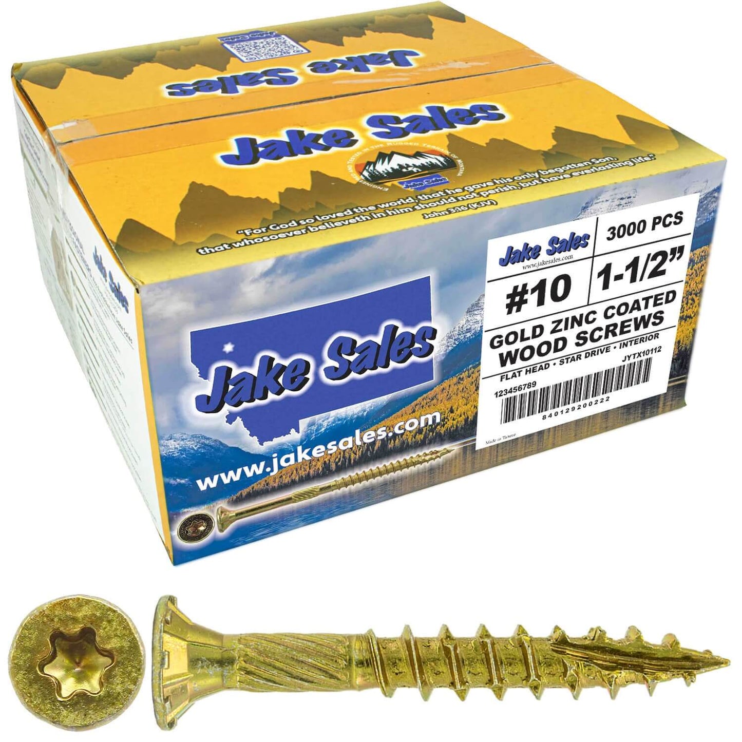 #10 Gold Star/Torx Drive Zinc Coated T-25 Flat Head Wood Screws