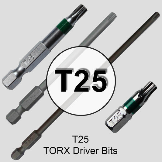 T25 (T-25) Torx/Star Driver Bit - Color Coded  Torx/Star Drive Quick Change Shank Bit for Screws and Fasteners Requiring T25 (T-25) Size Bits