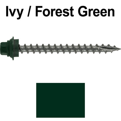 12 X 2-1/2" Metal Roofing Screws For OSB and Plywood - Galvanized Metal to Wood Type 17 Tip - 1/4" Hex Head - Assembled EPDM Washer