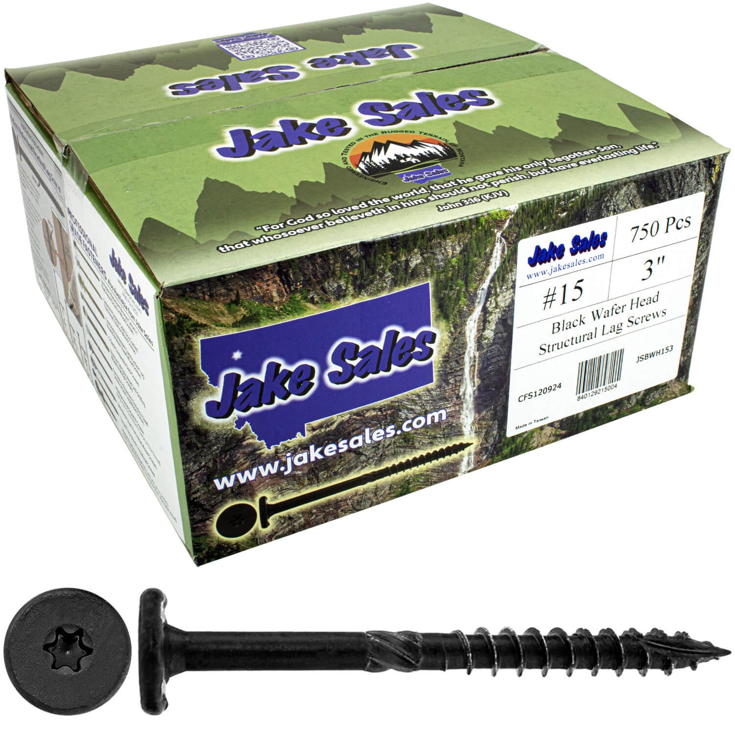#15 Black Wafer Head Structural Lag Screws. Used for Log Construction, Timber Framing, Laminated Beams and Pole Barns Among Other Uses. T-30 Torx/Star Drive