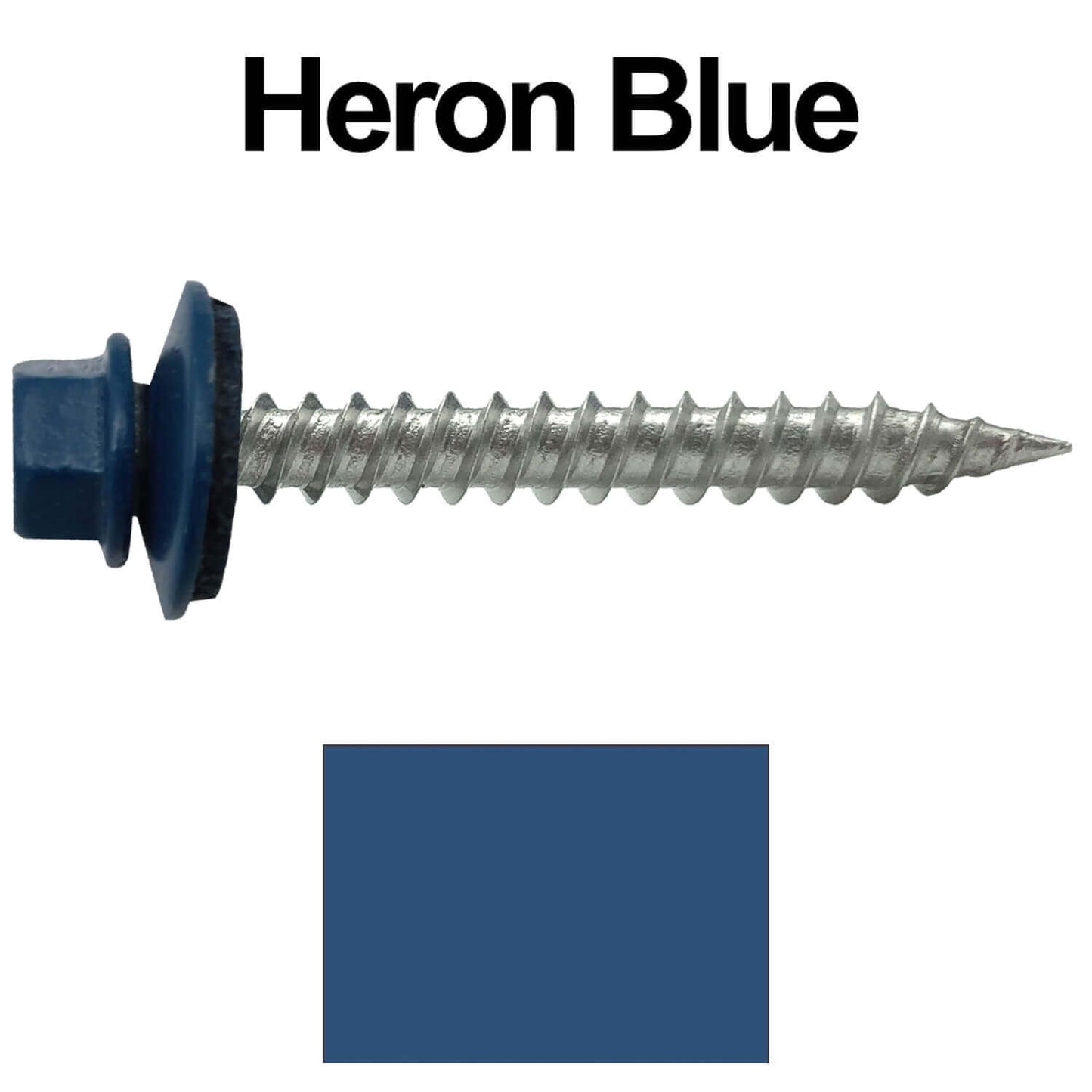 #9 x 1-1/2" Stainless Steel Metal Roofing Screws - Hex Washer Head - Self-Piercing (SP) tip metal to wood siding screws. EPDM washer. Colored head.