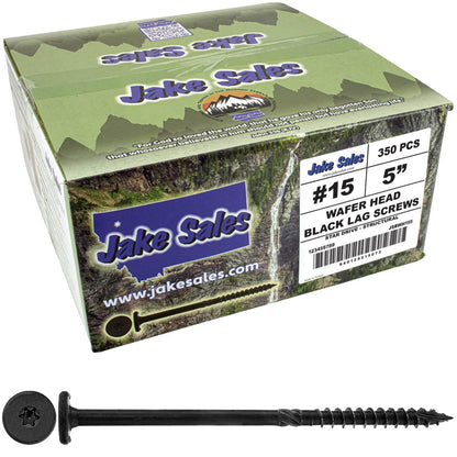 #15 Black Wafer Head Structural Lag Screws. Used for Log Construction, Timber Framing, Laminated Beams and Pole Barns Among Other Uses. T-30 Torx/Star Drive