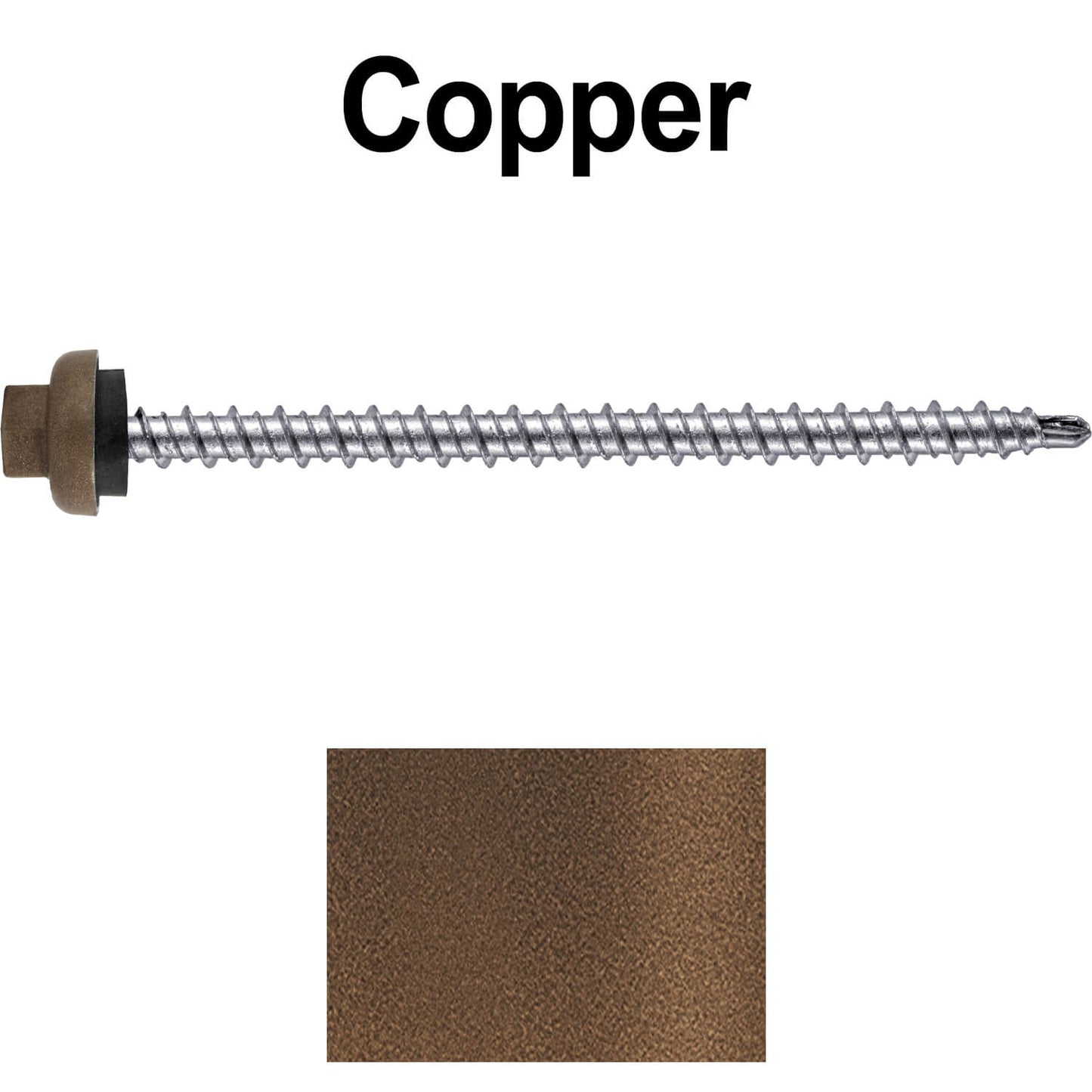 10 X 3" Zinc Aluminum Cap MINI-DRILLER Roofing Screws HI-LO THREAD Zinc Plated Carbon Steel Shank - EPDM Washer - Colored head