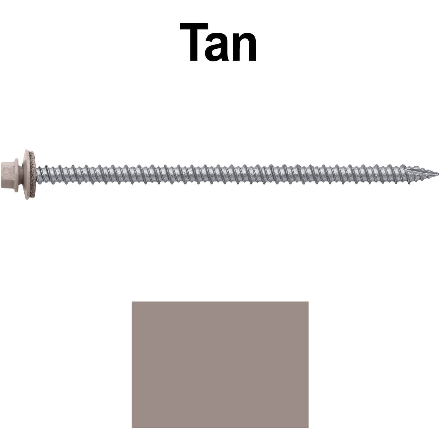 #10 x 4" Metal ROOFING SCREWS - Hex Washer Head - Self starting/self tapping - EPDM washer. Colored head.
