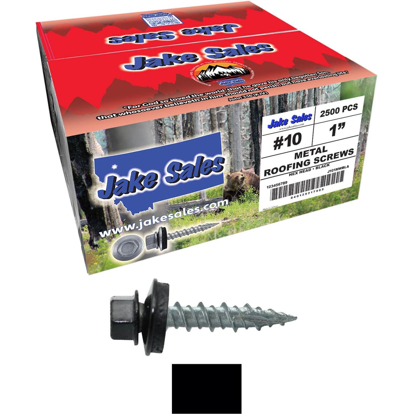 #10 x 1" Metal ROOFING SCREWS - Hex Washer Head - Self starting/self tapping - EPDM washer. Colored head.